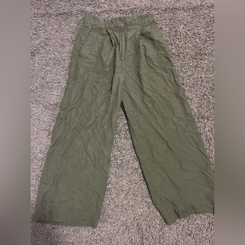 COS Linen Blend Wide Leg High Rise Pant Sz 42 Lagenlook Slouchy EUC